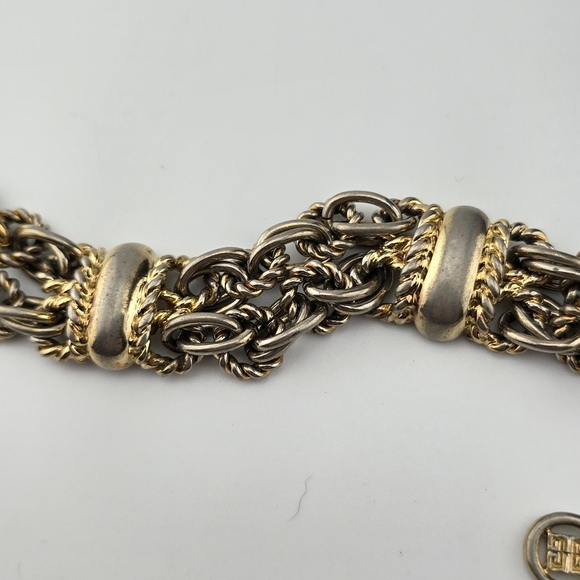 Givenchy Gold Tone Multi-Strand Chain Bracelet 10" Designer Logo Jewelry - Picture 4 of 12